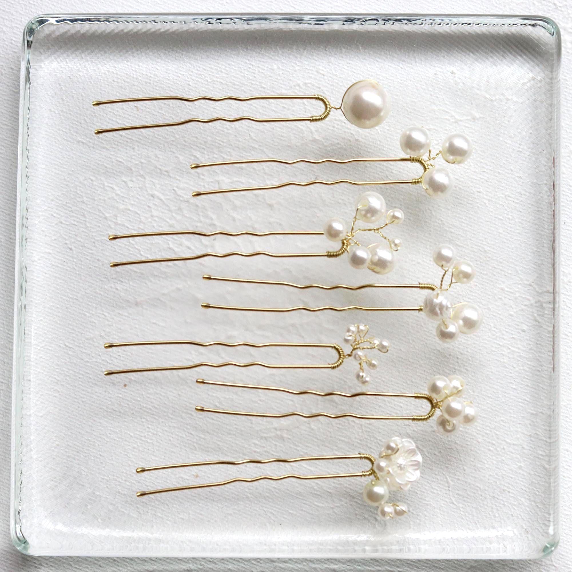 NWT Delicate White Floral Pearl bridal wedding Hair Accessory 5 piece Set Pearl Floral Hair Pins Ivory Wedding Bridal Hair Accessory  main image 4