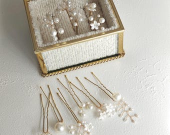 7 pcs Pearl Floral Hair Pins Wedding Bridal Hair Accessory