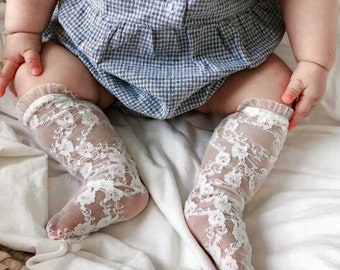 Girl lace socks Infant knee socks Floral ballerina socks Flower girl socks Toddler fashion socks Girl shower gift