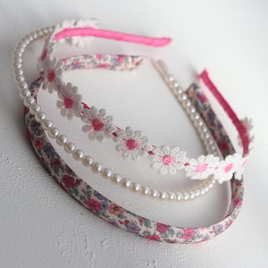 Liberty of London Alice hair band, Girl pearl headband, Flower head band, Children hairband