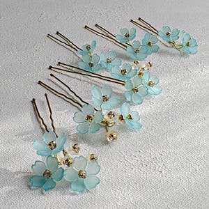 Forcine per capelli con fiori blu, fermagli per capelli da sposa, pettini per capelli da sposa, accessori per capelli con perline, fermagli per capelli da damigella d&#39;onore