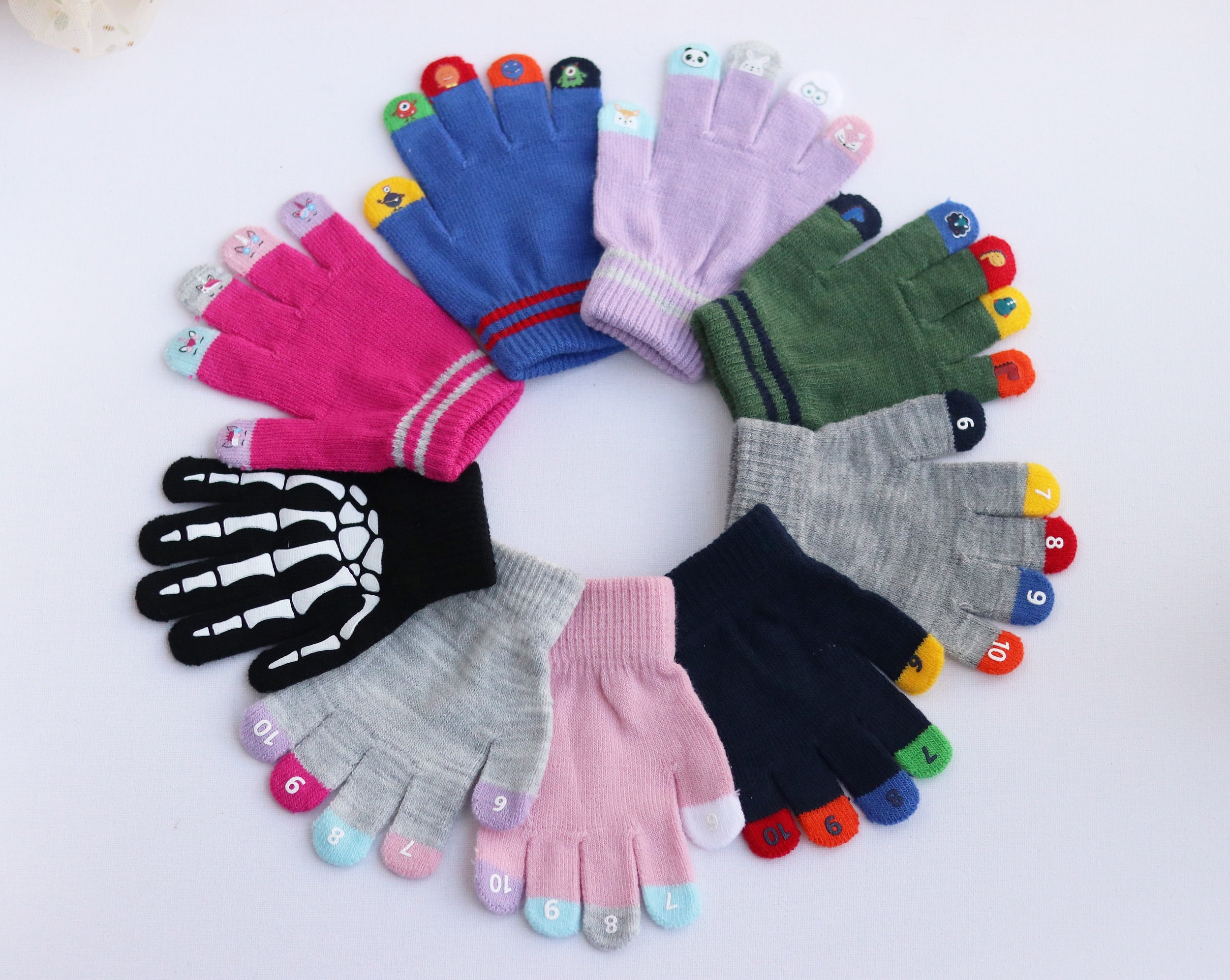 Children's Warm Winter Stretch Knit Gloves, Non-slip Rubber Grip For Sports, Skiing, Cycling, Fishing (1 Pair