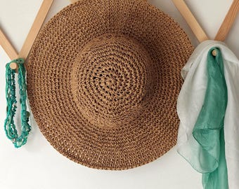 Folding Raffia Straw Sun Wide  Brim Hat  Summer Beach Accessories - circumference  55-58cm /21"-22,83"
