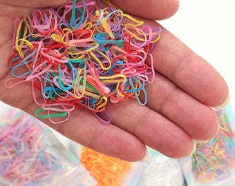 Tiny Hair Elastics- Small Clear/ Colourful Rubber Bands for Dolls & Pets