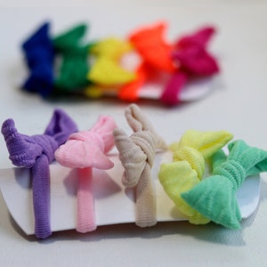 Bow Hair Ties SET of 2, Toddler Hair Bands, Girls Gentle and Soft Hair Elastics