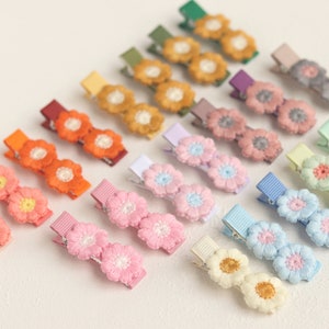 Flower Hair Clips, Toddler Gentle Hair Barrettes, Baby First Tiny Fringe Clips, Fully Lined Clips, Daisy Hair Clip