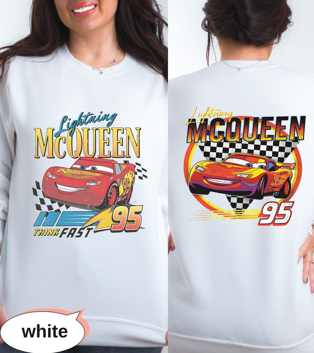 Snorider Design Vintage Lightning Mcqueen Sweatshirt, Disney Cars Sweatshirt, Cars Characters Sweatshirt, Cars Land Sweatshirt, Cars Family Trip Hoodie