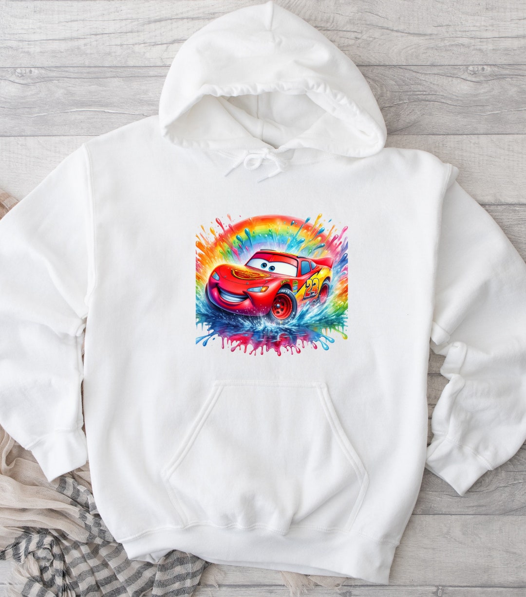 Retro Lightning Mcqueen Hoodie, Vintage Disney Cars Hoodie, Disney Car ...
