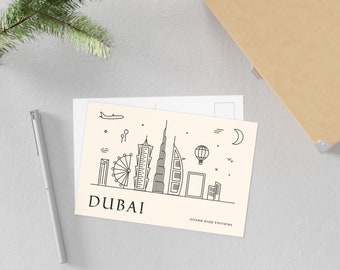 Minimalistische Dubai Skyline briefkaart