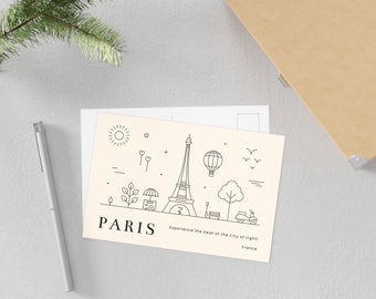 Minimalistische Parijs Skyline briefkaart