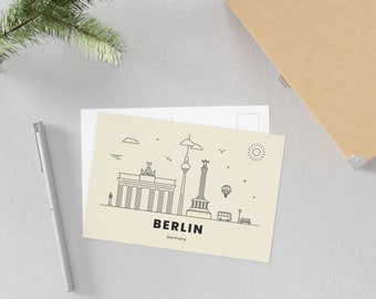 Minimalistische Berlijn Skyline briefkaart