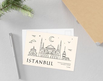 Minimalistische Istanbul Skyline briefkaart