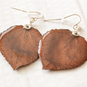 Brown Aspen Leaf Earrings, Bridesmaid Jewelry, Nature Earrings image 4