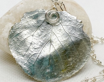 Platinum Aspen Leaf Necklace, Silver Jewelry, Bridal Jewelry