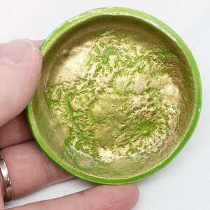 Gold and Green Ring Dish, Ring Holder, Jewelry Dish, Trinket Dish