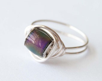 Mood Ring, Silver Plated Wire Ring