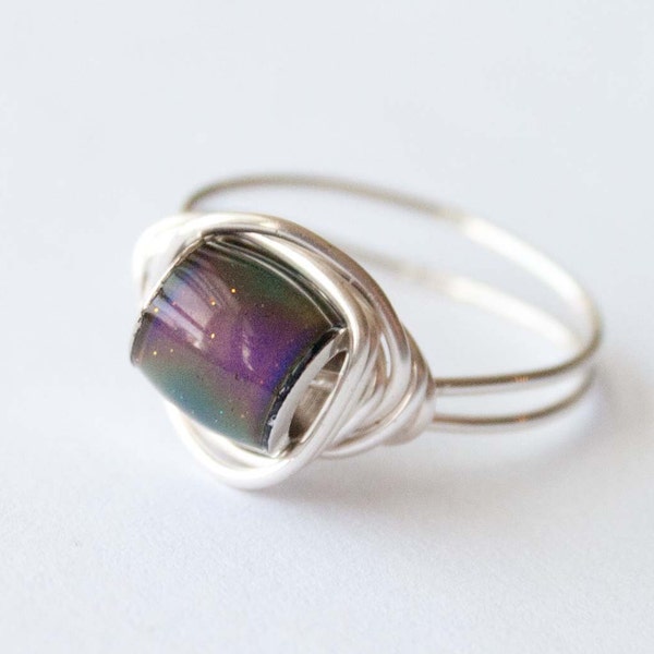 Mood Ring, Silver Plated Wire Ring