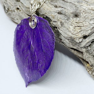 Lavender Aspen Leaf Pendant, Bridesmaid Necklace, Nature Necklace image 9