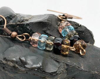 Multicolored Stacked Crystal Earrings