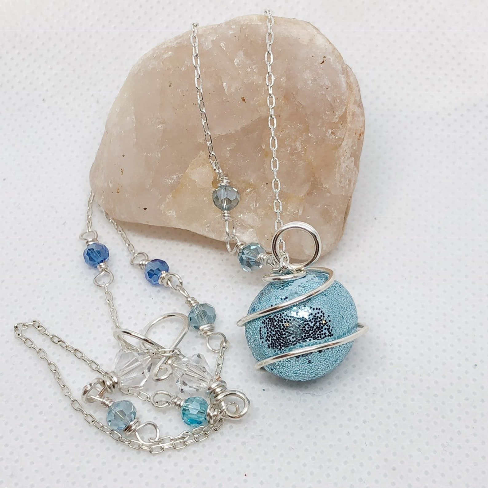 Blue Christmas Ornament Necklace Polymer Clay Jewelry Etsy