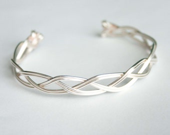 Silver Braid Bracelet, Braid Cuff, Irish Jewelry, Unisex