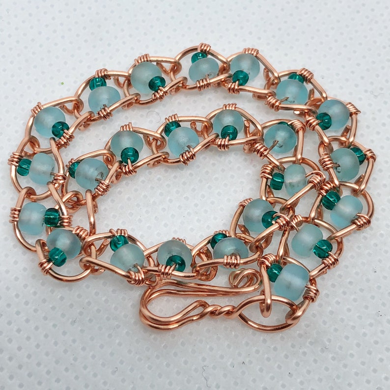 Copper Link Bracelet Wire Wrapped Jewelry Repurposed Jewelry Etsy