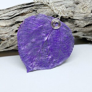 Lavender Aspen Leaf Pendant, Bridesmaid Necklace, Nature Necklace image 2
