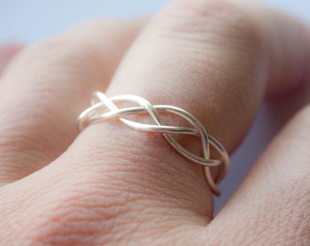 Adjustable Silver Braided Ring, Gifts under 20, bridal gifts