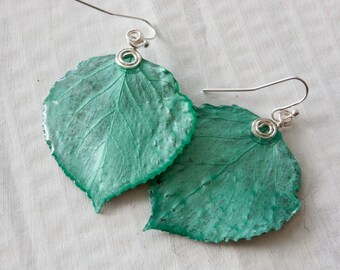 Aspen Leaf Earrings, Light Green Earrings, Nature Earrings, Bridesmaid Jewelry