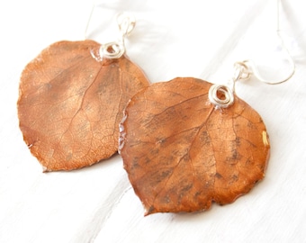 Antique Bronze Aspen Leaf Earrings, Bridesmaid Earrings, Nature Jewelry