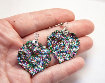 Confetti Glitter Aspen Leaf Earrings, Limited Edition