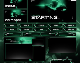 Covert Ops Stream Overlay Pack – Green & Black Tactical Animated Bundle