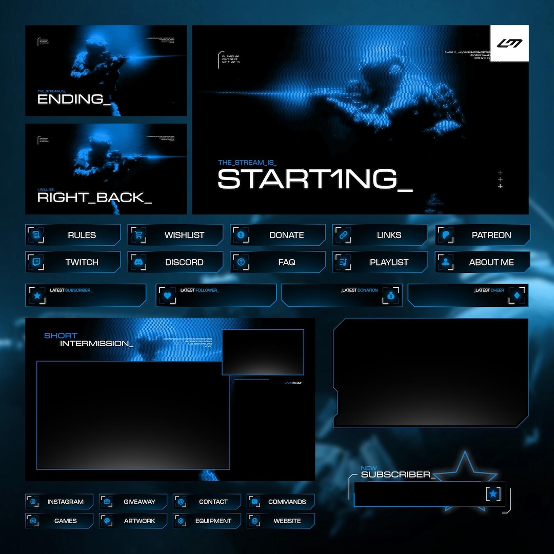 Ops Streaming Covert Ops Stream Overlay Pack - Blaues und Schwarzes Taktisches ...