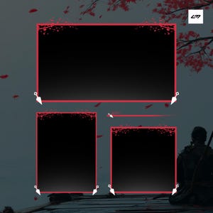 Op de afbeelding: Een digitaal overlay-ontwerp met een zwarte achtergrond en rode randen. Het ontwerp bevat een groot rechthoekig frame, twee kleinere rechthoekige frames en een horizontale balk, allemaal omlijnd in rood.