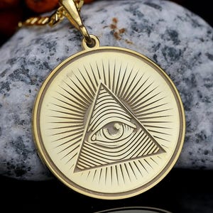 All Seeing Eye Necklace: 14K Gold, Sterling Silver Eye of Providence Pendant