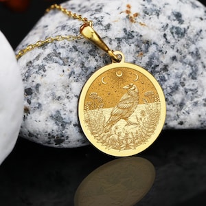 Raven Necklace: Sterling Silver, Gold Vermeil, or Solid Gold Pendant