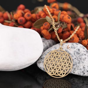 Flower of Life Pendant: Sacred Geometry Necklace, Sterling Silver or Gold