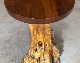 Round table, Mid Century Walnut Wood Coffee Table