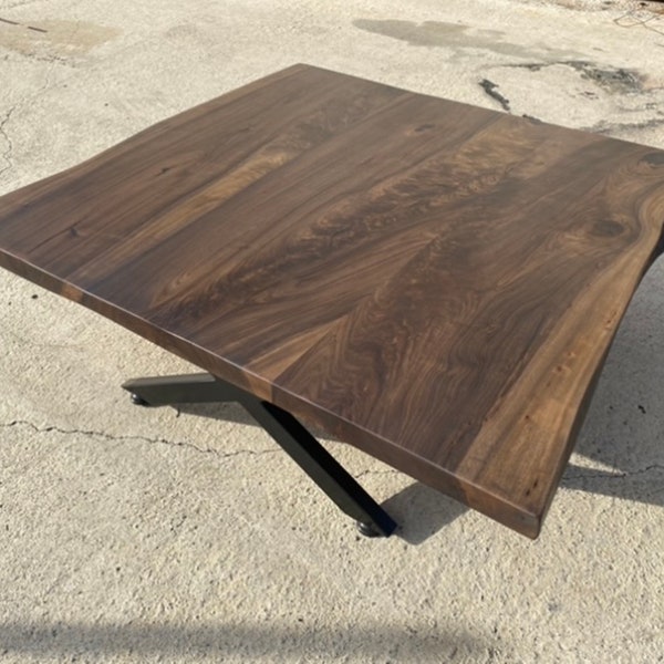 Live edge coffee table, Mid century wood table, Side table, Wood legs, Metal Legs