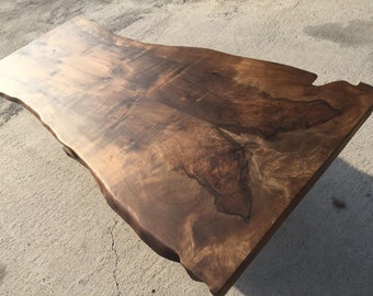 Mid Century Table, Live Edge Table, Black Walnut Wood Solid Table, Custom Kitchen Table