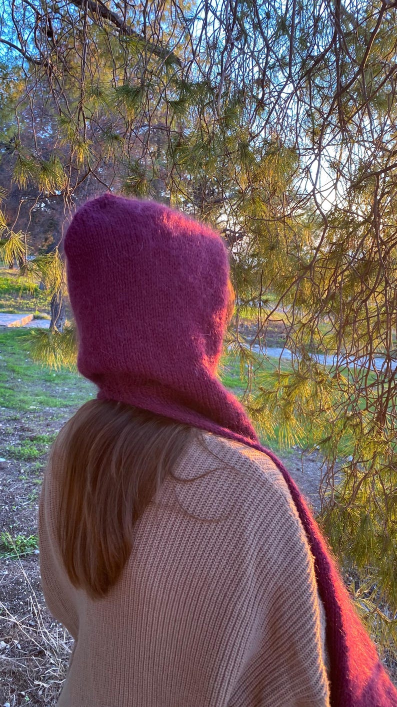 Cozy Hooded Scarf Knitting Pattern Hand-knitted Scarf With Hood Winter ...
