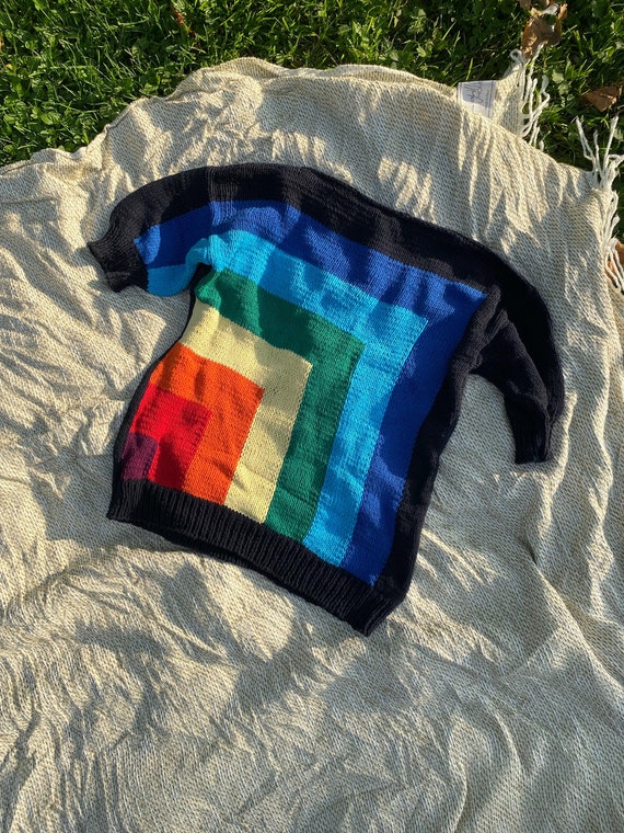 Colorful Knit Top Pattern: Geometric Sleeveless Design (XS-XL