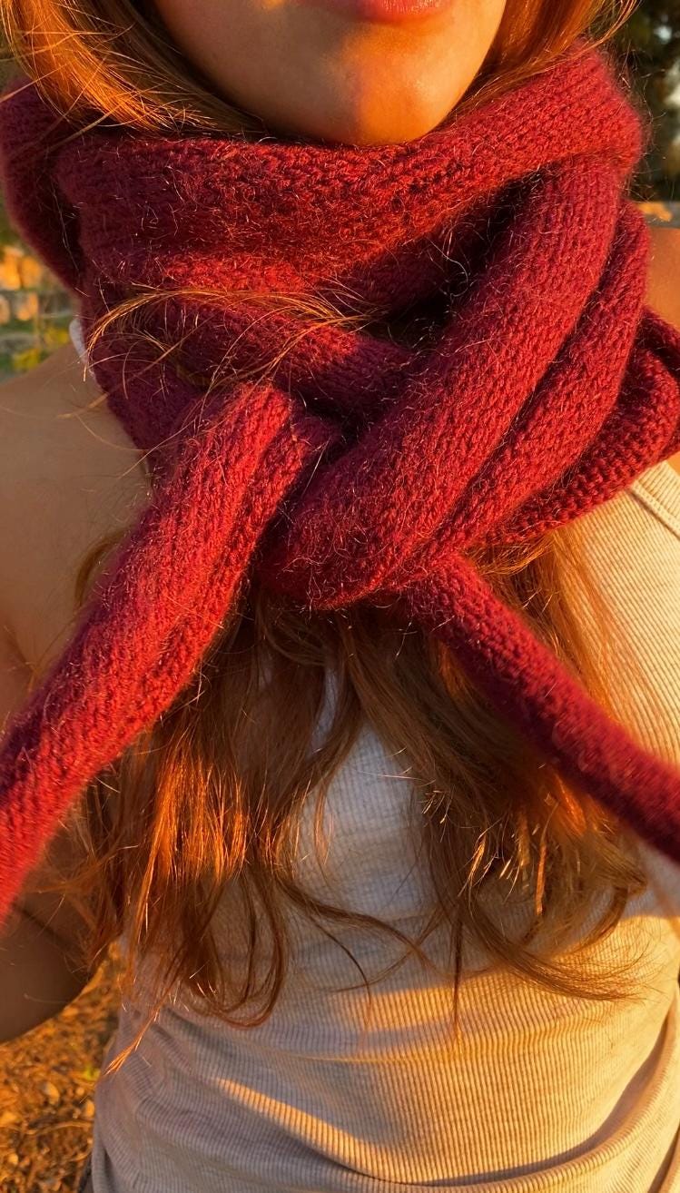 Cozy Hooded Scarf Knitting Pattern Hand-knitted Scarf With Hood Winter ...