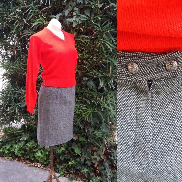 Study Buddy Vintage Wool Pencil Skirt by Ardee Sportswear