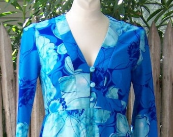 Island Blues Vintage 60's Floral Maxi Dress by MoanaKai