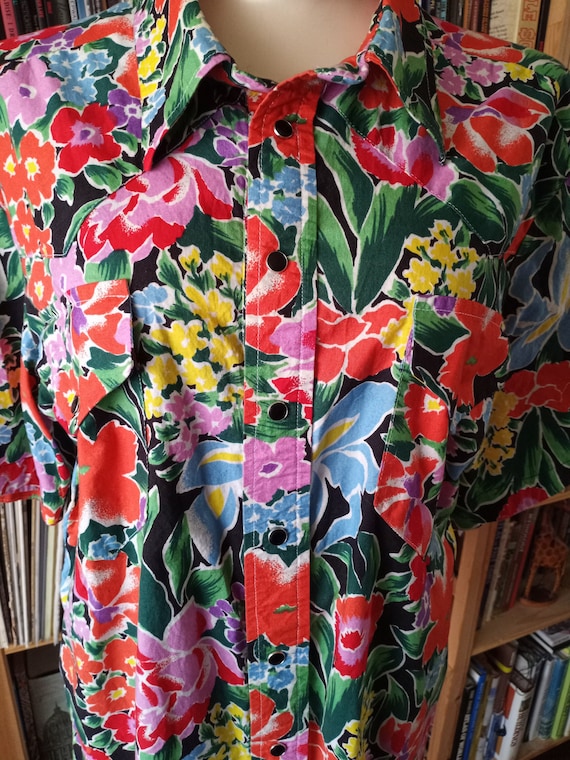 All The Flowers Vintage Western Style Shirt - XL