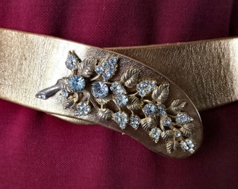 Glamourous Mid Century Gold Leather Belt by Belasco of California