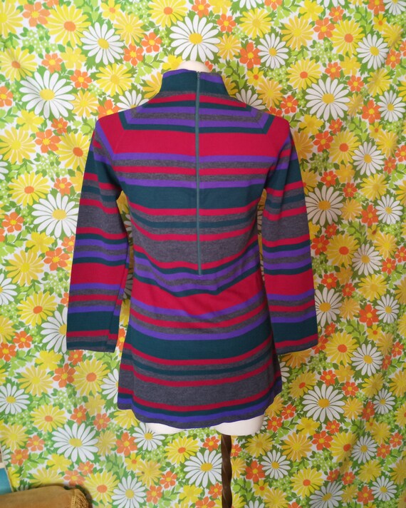 Vintage Striped 1960's Micro Mini Dress with Mock… - image 7