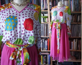 Super Fabulous Diane Freis Pink Georgette 80s Dress
