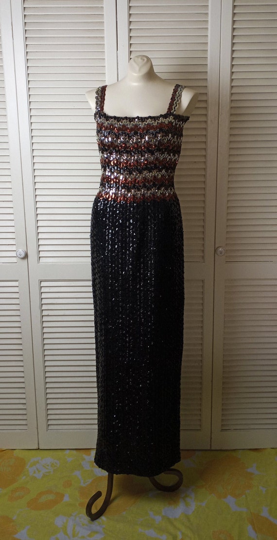 Dancing Queen Vintage Fully Sequined Disco Maxi b… - image 4